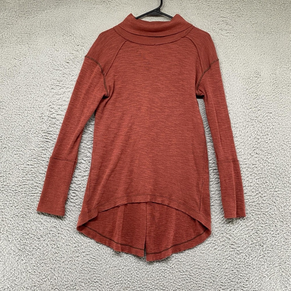 We The Free Tunic Top Womens Small Rust Turtleneck High Low Hem Split Back
